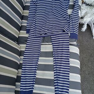 Hanna Andersson Navy and White Striped Pajamas Set. 100% organic cotton.
